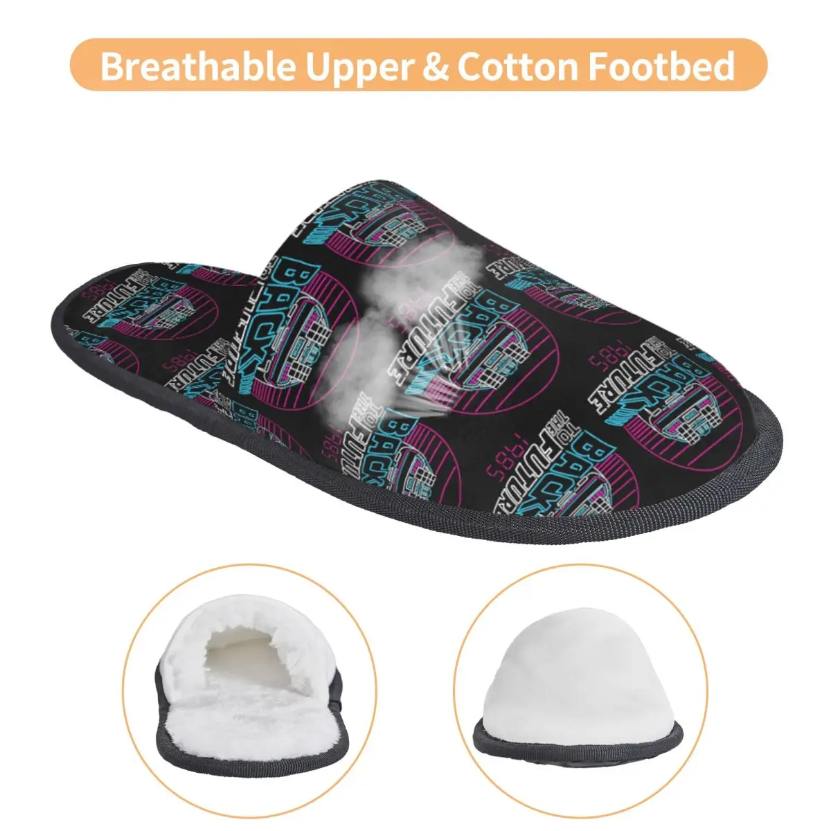 Custom Back To The Future 80s Delorean Future 1985 Slippers Memory Foam Warm Soft Women House Slipper Indoor Comfy Shoes view 5