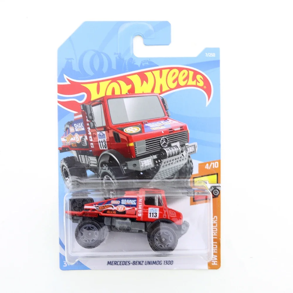 2019-07 2021-188 Original Hot Wheels Mini Alloy Coupe MERCEDES-BENZ UNIMOG 1300 1/64 Metal Diecast Model Car Kids Toys Gift