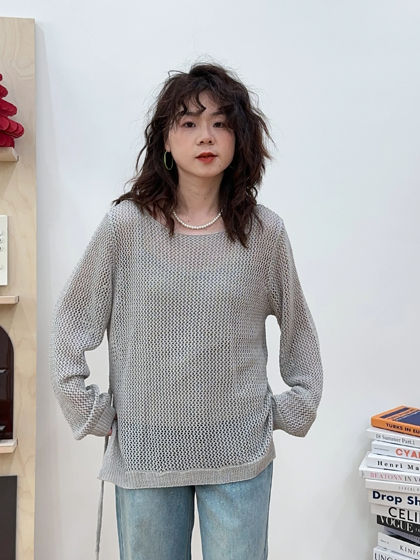 

Lazin Versatile Knitted Vest Cover up Set Water Bottle Scorpion 339 Korean Sle Loose Fit Soft Knitted Long Sve Top