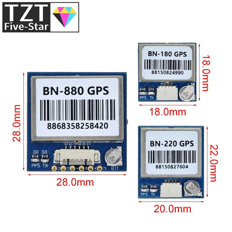 Imagem -02 - Ttl Nível Gnss Módulo Gps para Glonass Dupla Gps Módulo Antena Construída no Flash Bn220 Bn880 Bn220 Bn180 Bn880 3.0v5.0v