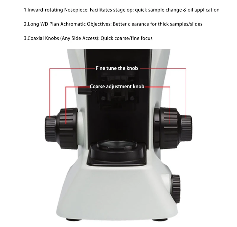 Laboratory Biological Microscope Manual High Magnification Clear Optical Imaging LED Illumination for Microbial Slide