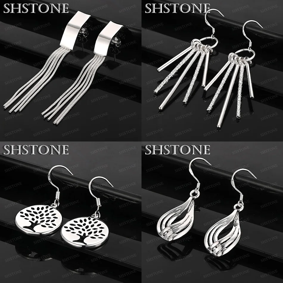 

925 Sterling Silver Tassels Twisted Water Droplets Round Drop Earrings Noble Elegant Jewelry Birthday Party Gift Accessories