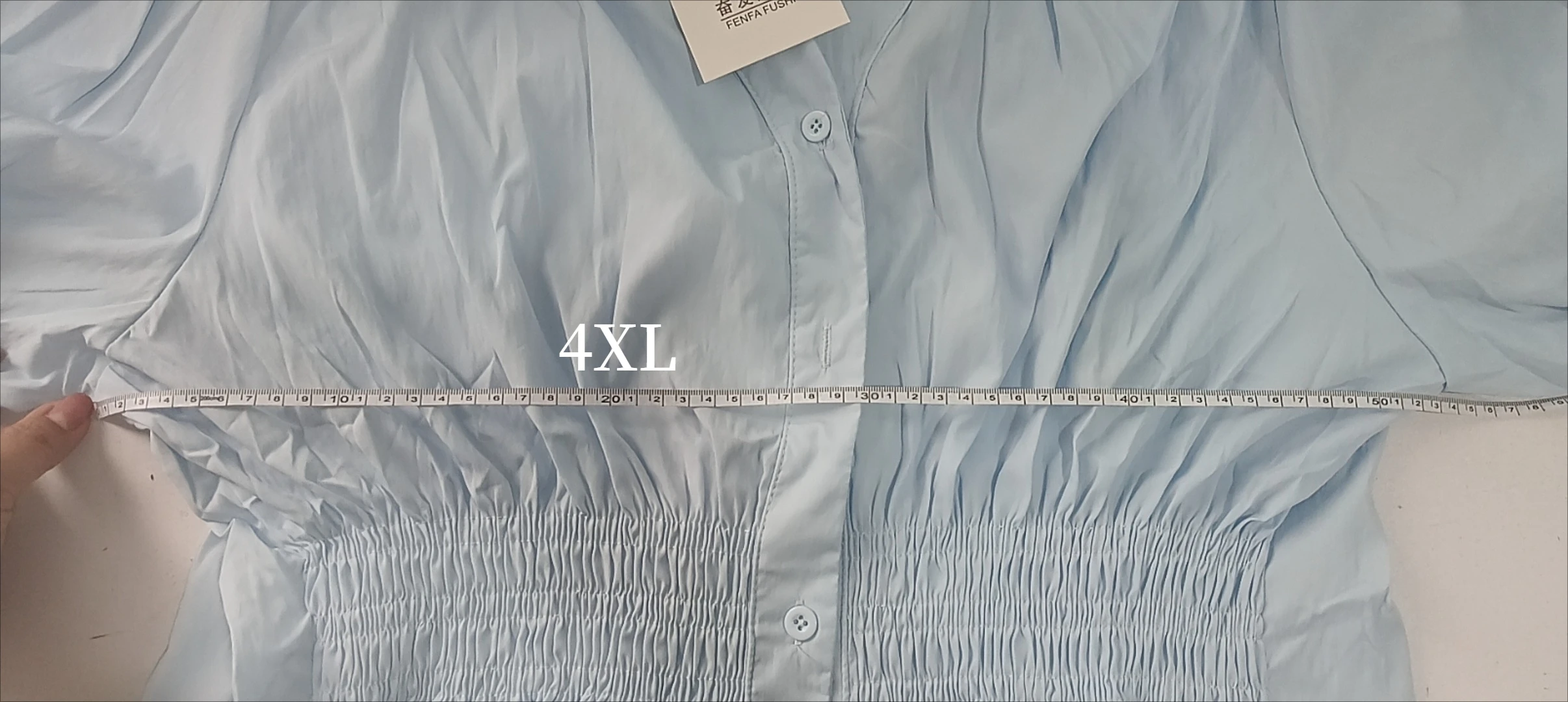 200 Pounds Plus Size Elastische Taille Büro-Damen-Trendhemd und Bluse Einfarbiges Oberteil Damenbekleidung V-Ausschnitt French Chic Basics – Detail 13