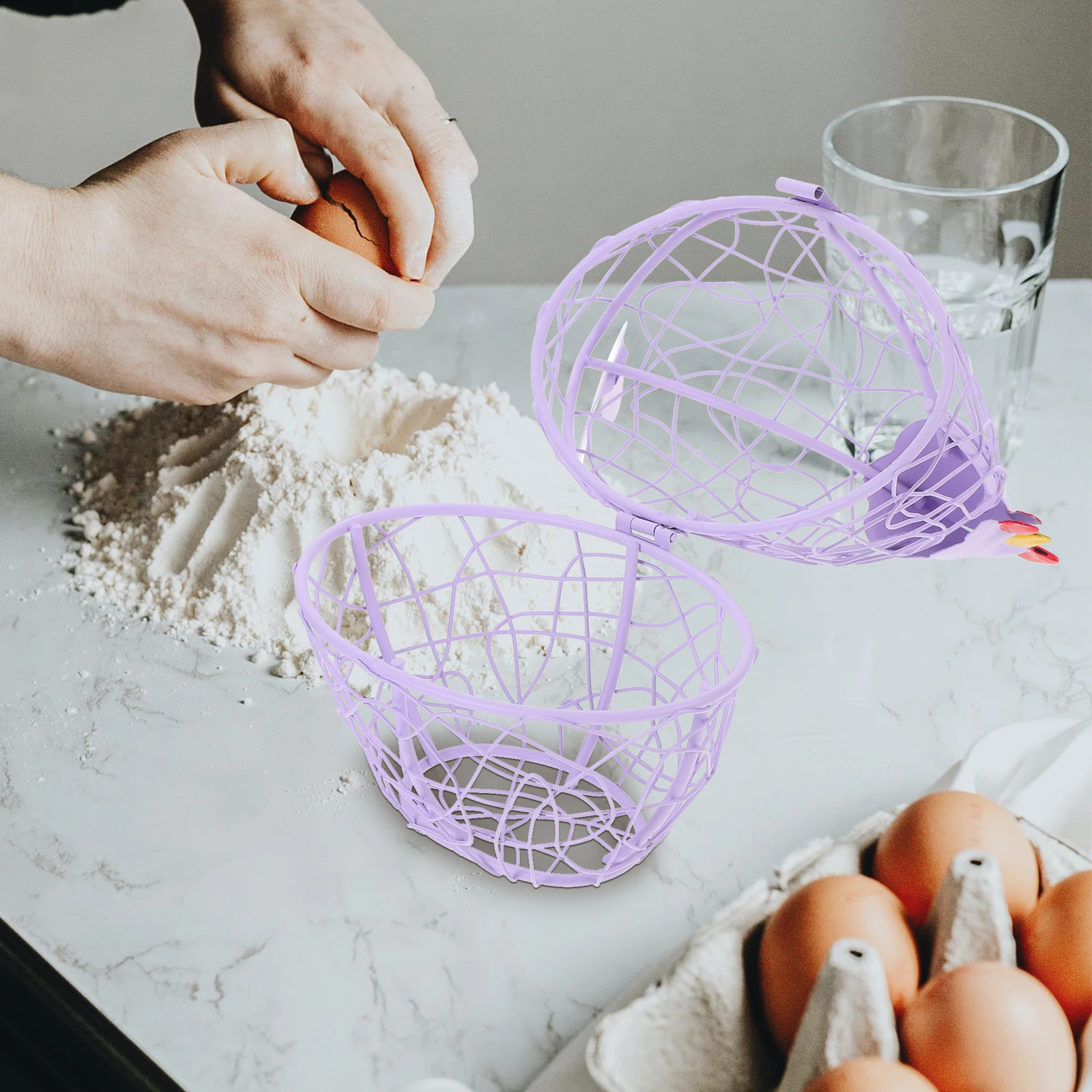 

Iron Hen Egg Basket for Home Kitchen Storage Eggs Container Vegetable Wire Eggs Container Decorative Household Supply