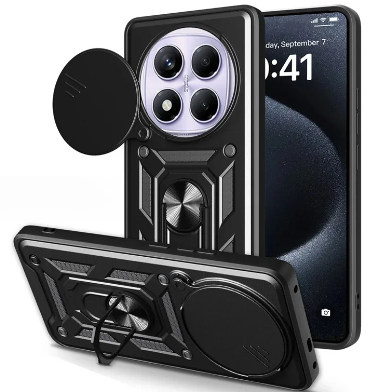 Для Xiaomi Redmi Note 14 Pro 4G Чехол Matel Ring Armor Чехол для телефона для Redmi Note 14 Pro Note 14 Pro 4G Магнитный чехол-подставка