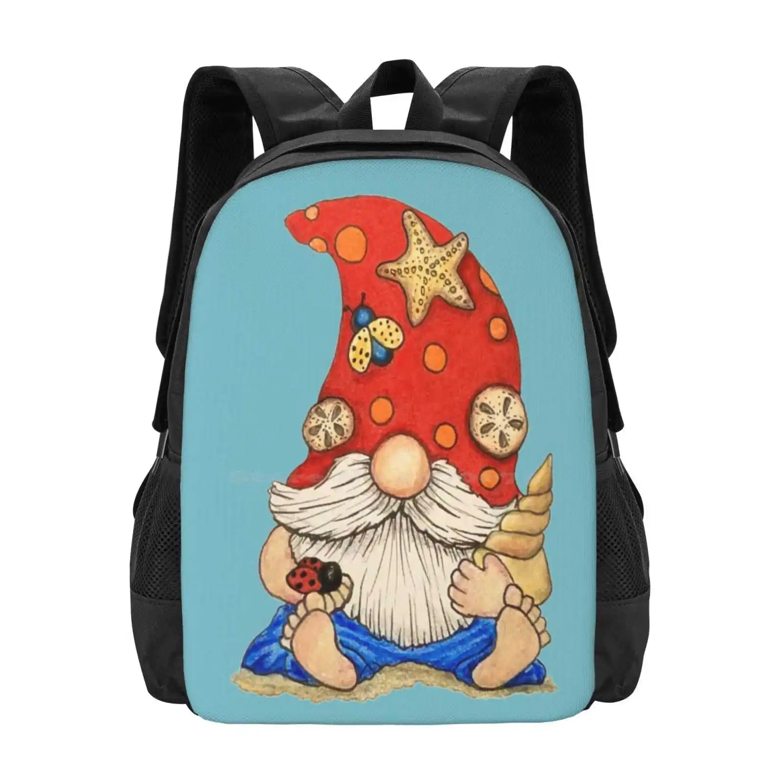 

The Beach Gnome Teen College Student Backpack Pattern Design Bags Beach Gnome Tomte Nisse Summer