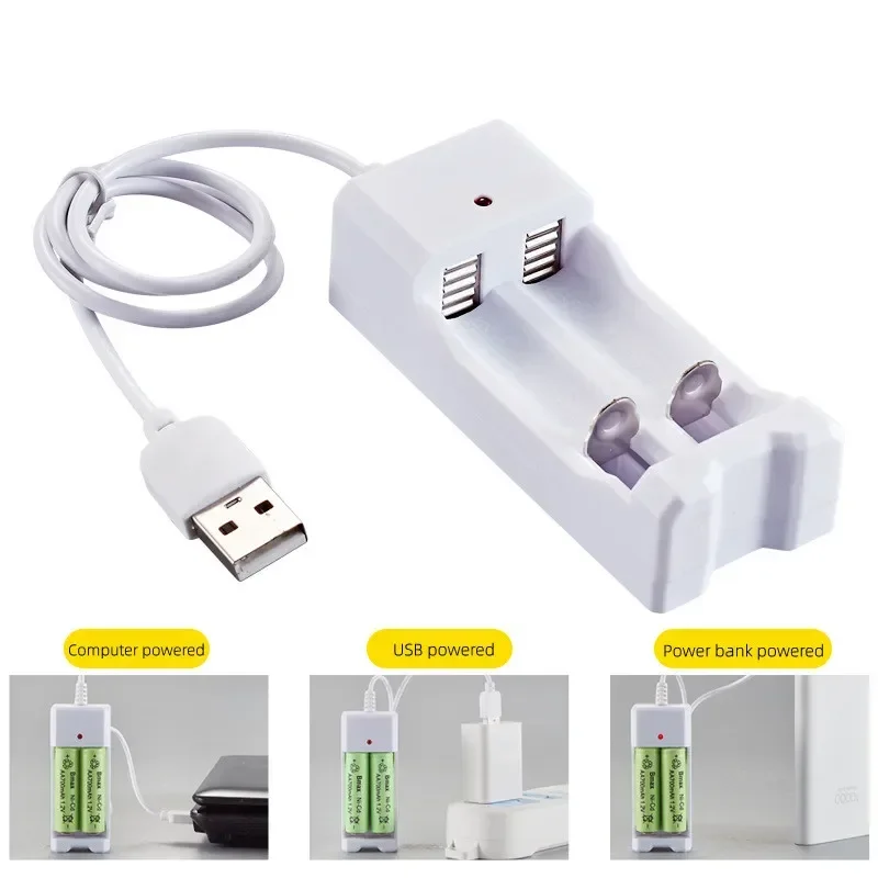 2 Slots Ni-MH Battery Charger USB Plug For 1.2V AA/AAA Rechargeable Batteries Charger Smart Fast Charging Accessories