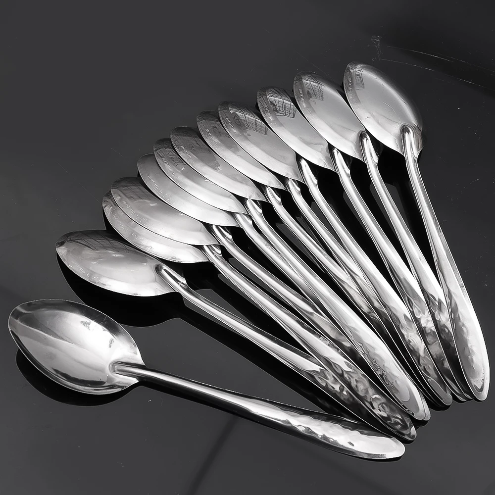 5/10Pc Stainless Steel Spoon Rose Handle Coffee Tea Spoon Ice Cream Dessert Watermelon Scoop Cutlery Tableware Set Kitchen Tools