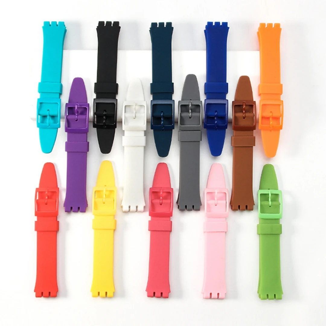 

17 19mm Silicone Watch Band Suitable for SWATCH Watchband Women Kids Soft Replacement Strap Waterproof Bracelet With Tool