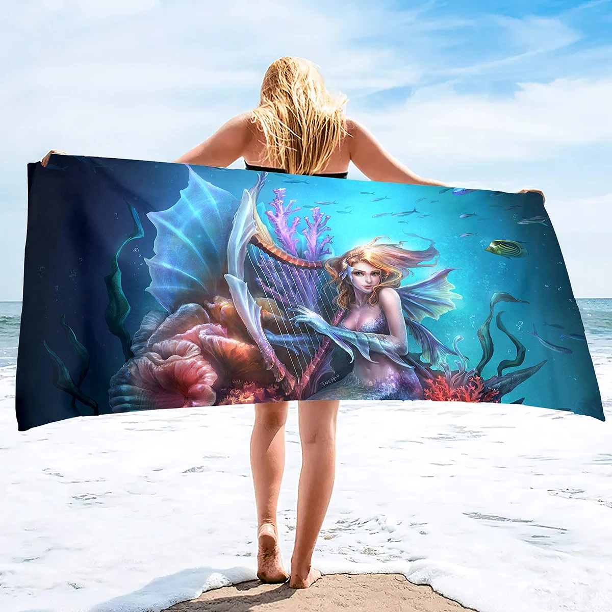 Beach Towels Mermaid Bath Towels Microfiber Pool Towel Shower Towel Beach Towels Quick Dry Pool Towels Gifts for Kids Girls