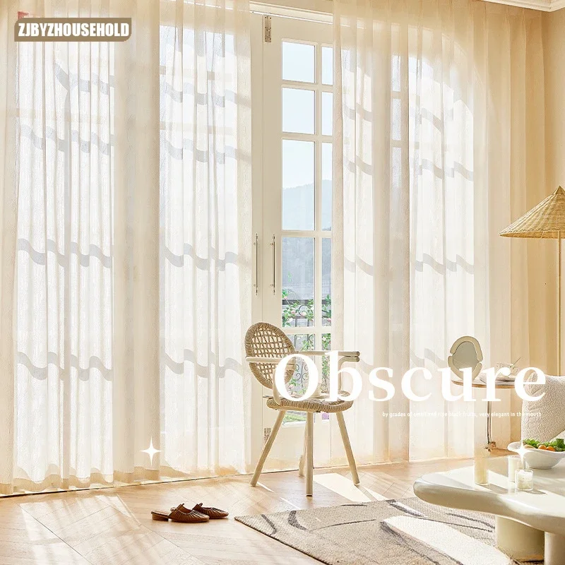 French Style Gauze Transparent Curtains for Living Dining Room Bedroom Lace Gold-plated Retro Romantic Forever Customize