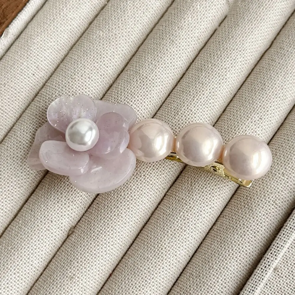 لطيف الكورية نمط كاميليا اللؤلؤ الجانب كليب خلات الحلو زهرة مشبك شعر مشبك أنيق منقار البط كليب يوميا