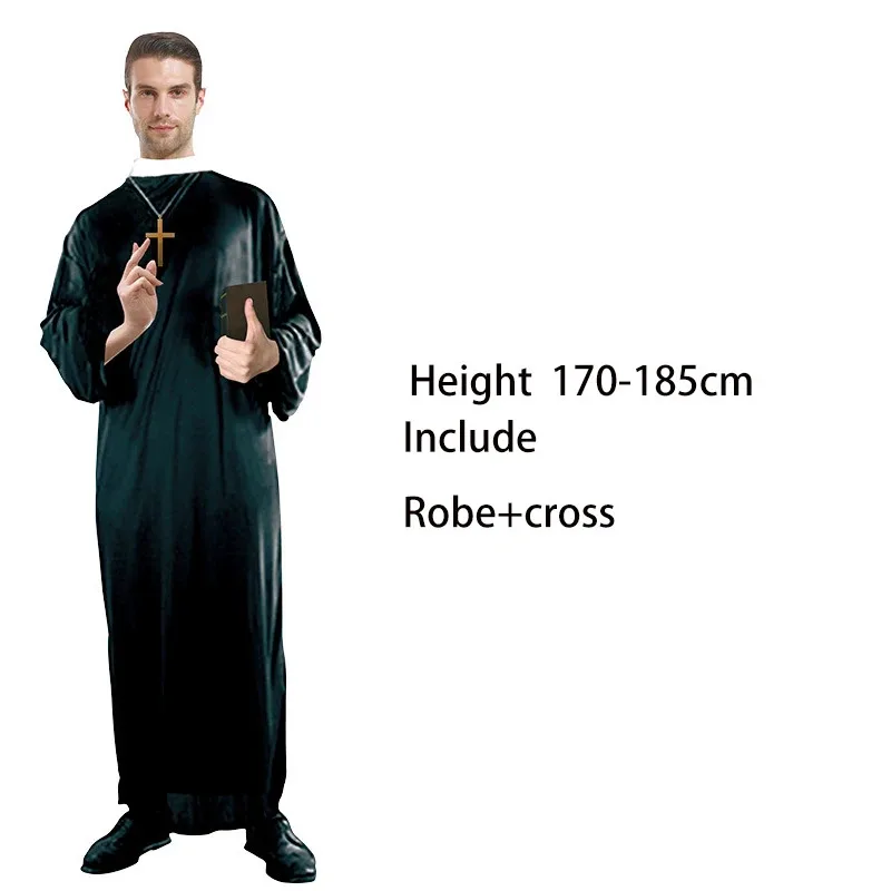 ハロウィン男性司祭コスプレ衣装女性のための服カーニバル修道女ロングローブ宗教カトリック教会服宣教師