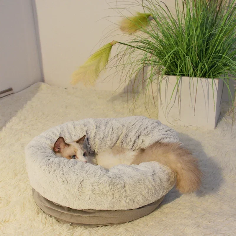 New Pet Cat Burrow Bed Winter Soft Warm Plush Nest Thickened Sleeping Bag Puppy Kitten Sofa Cushion Set Pet Supplies