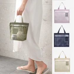 Mesh Makeup Organizer Portable Convenient Shower Bag  Solid Color Tote Bag Simple robust Hanging Pouch Bath Mesh Pockets