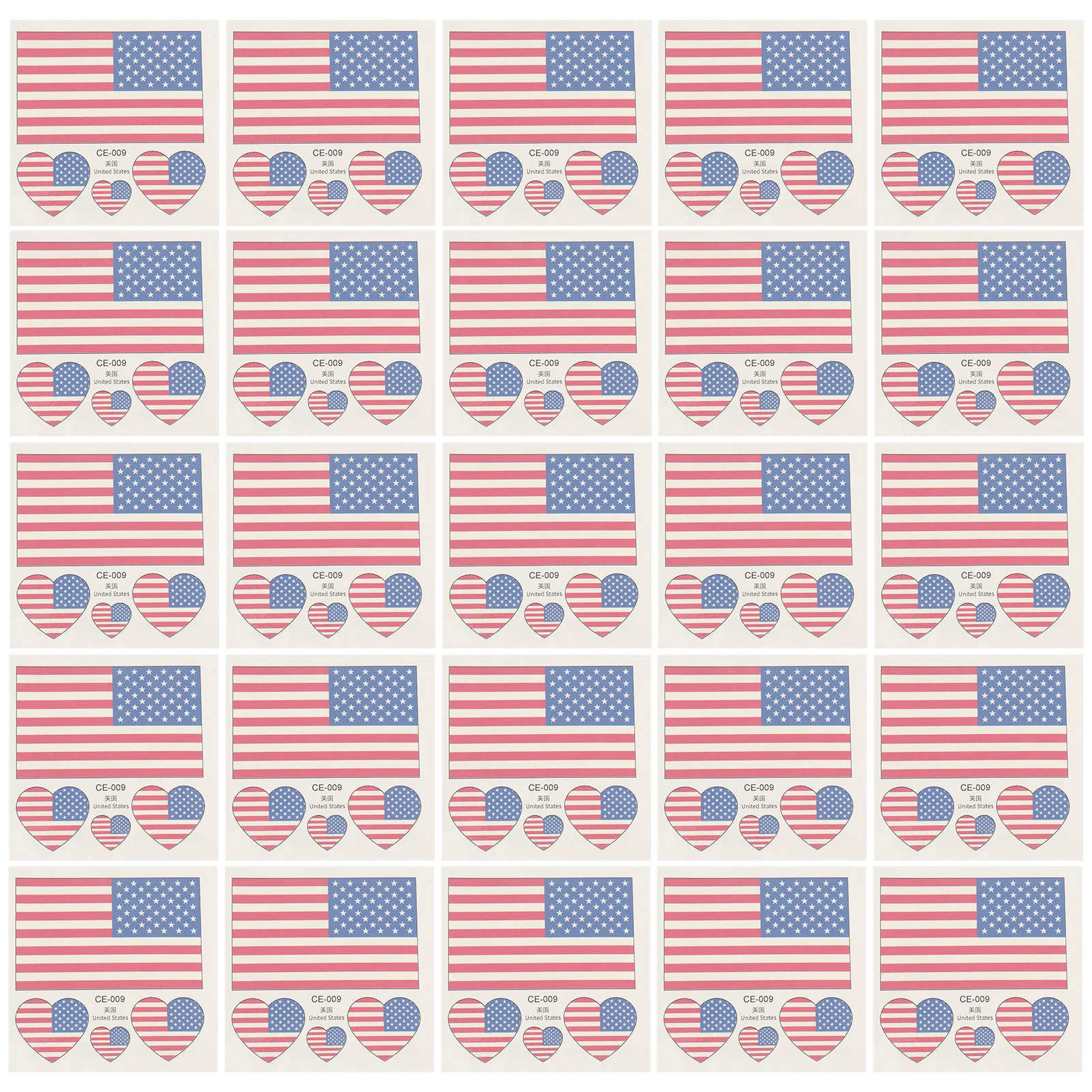 

25Pcs Usa Independence Day Temporary Tattoos Stickers Patriotic Heart Design Body Decal Festival Party Decoration