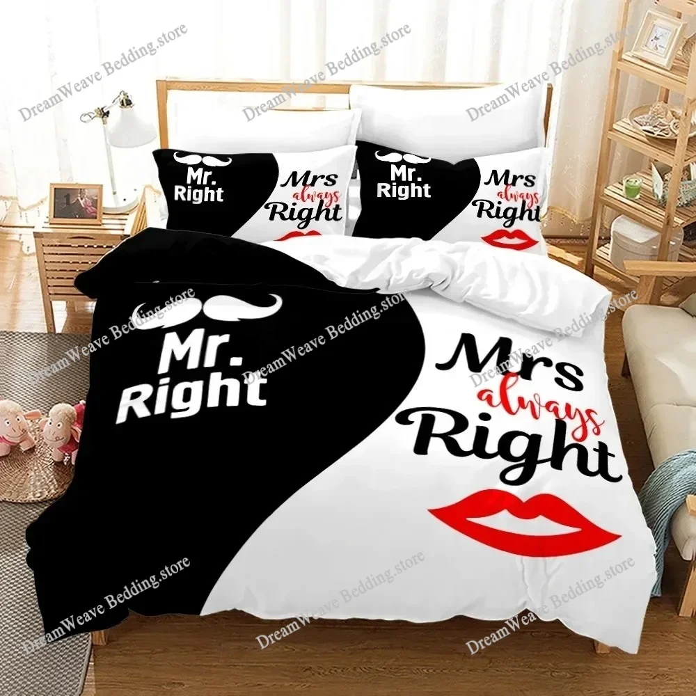 

3D Printed Couple Lover White Black Luxury Bed Double Bed Adult Single King Quilt Duvet Cover Queen Comforter Bedding Sets