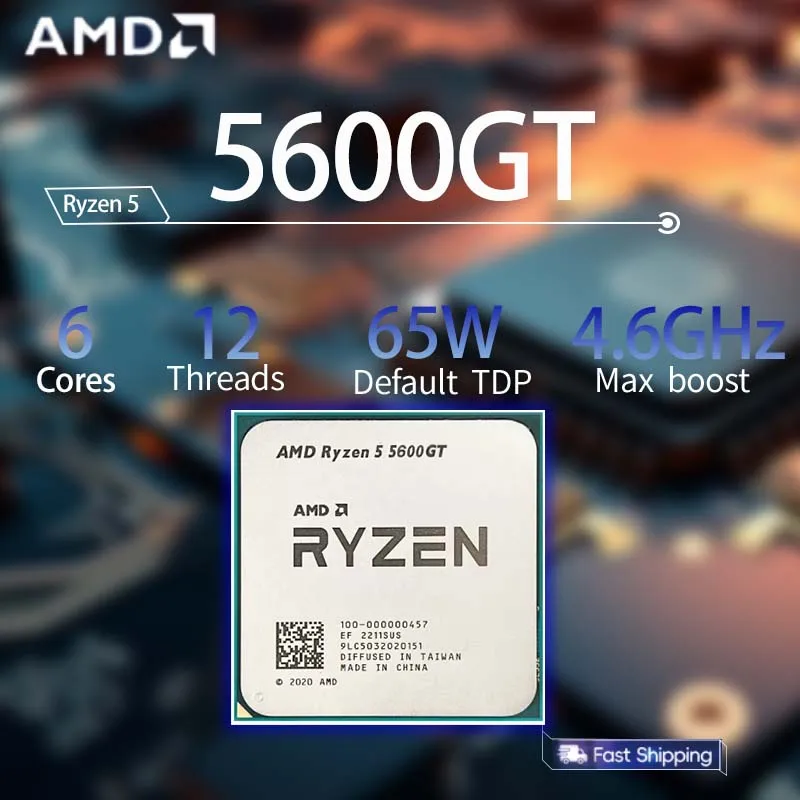 

AMD Ryzen 5 5600GT CPU Processor R5 5600GT 3.6GHz--4.6GHz 6-Core 12-Thread 65W CPU L3=16M Socket AM4 Processor CPU