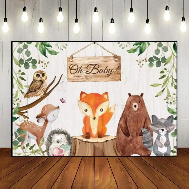 Forest Animals Theme Background Mountain Banner Photography Backdrop Wildlife Decoration Zoo Party Woodland Wall Photo Jungle