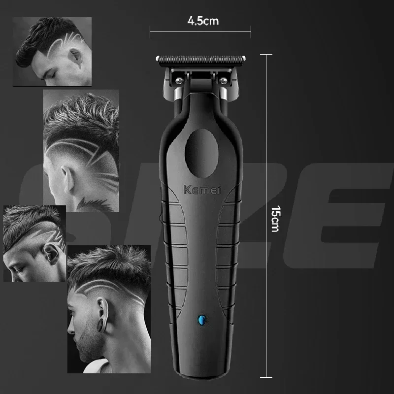 Kemei-Aparador elétrico sem fio profissional para homens, cortador de cabelo para barba, máquina de corte de cabelo, recarregável, 0mm, 2299