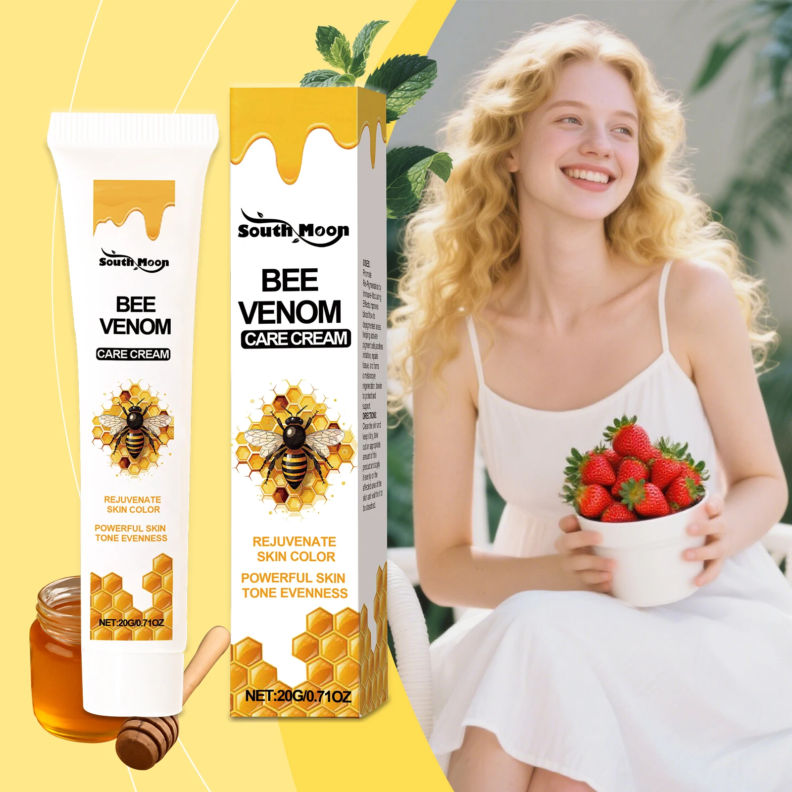 肌の若返り、美白、均一な肌色、輝くような輝き、毎日の保湿のためのスキンケアクリーム。20g。