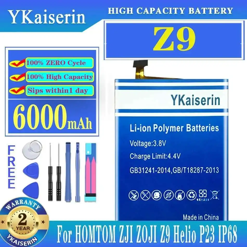 

Mobile Phone Battery For Homtom Zji Zoji Z9 Helio P23 IP68 Waterproof Long-Lasting Performance 6000Mah Durable