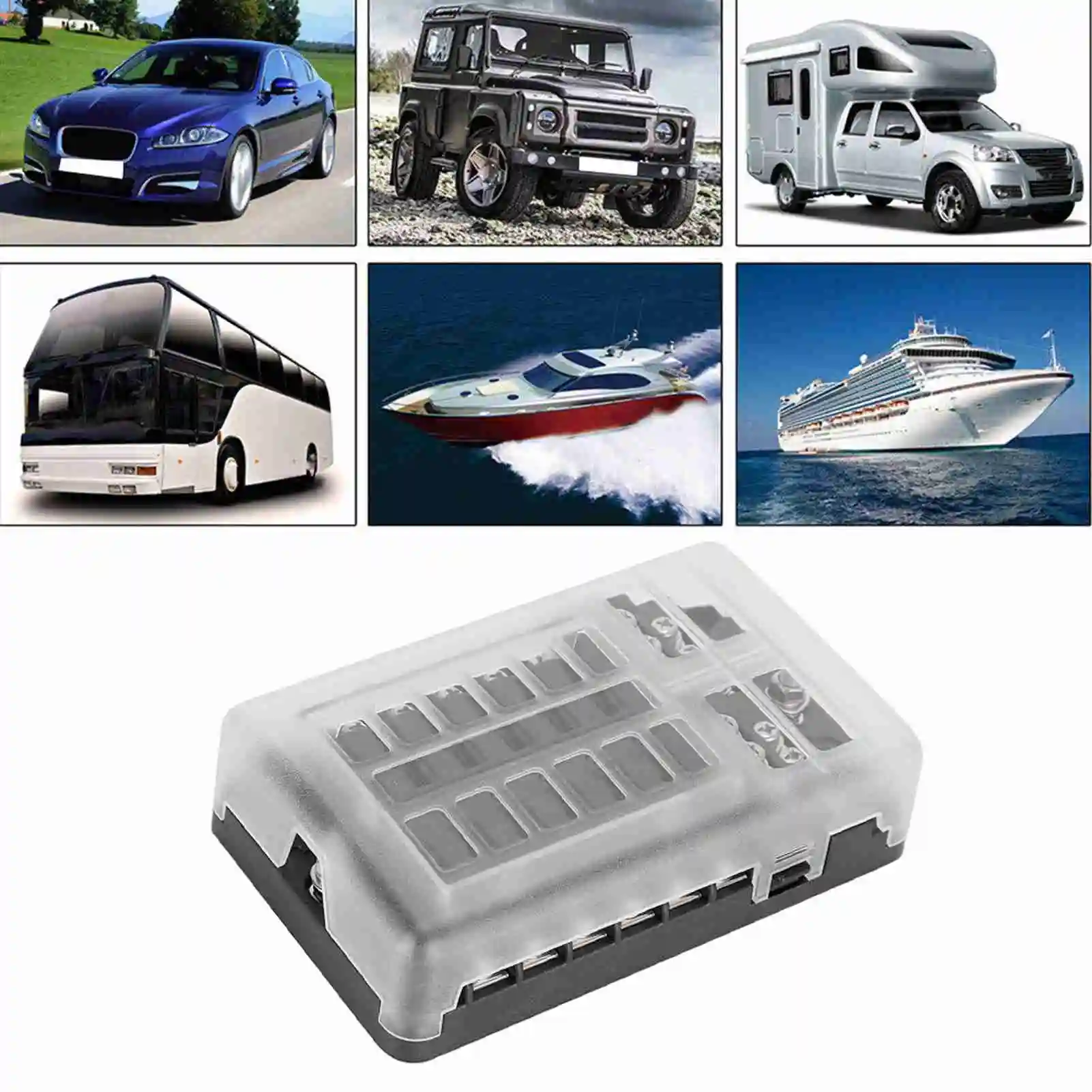 12 Way 24pcs Blade Fuse 1 In 12 Out with LED Indicator Fuse Holder Box Block for Car Truck Boat Accessories