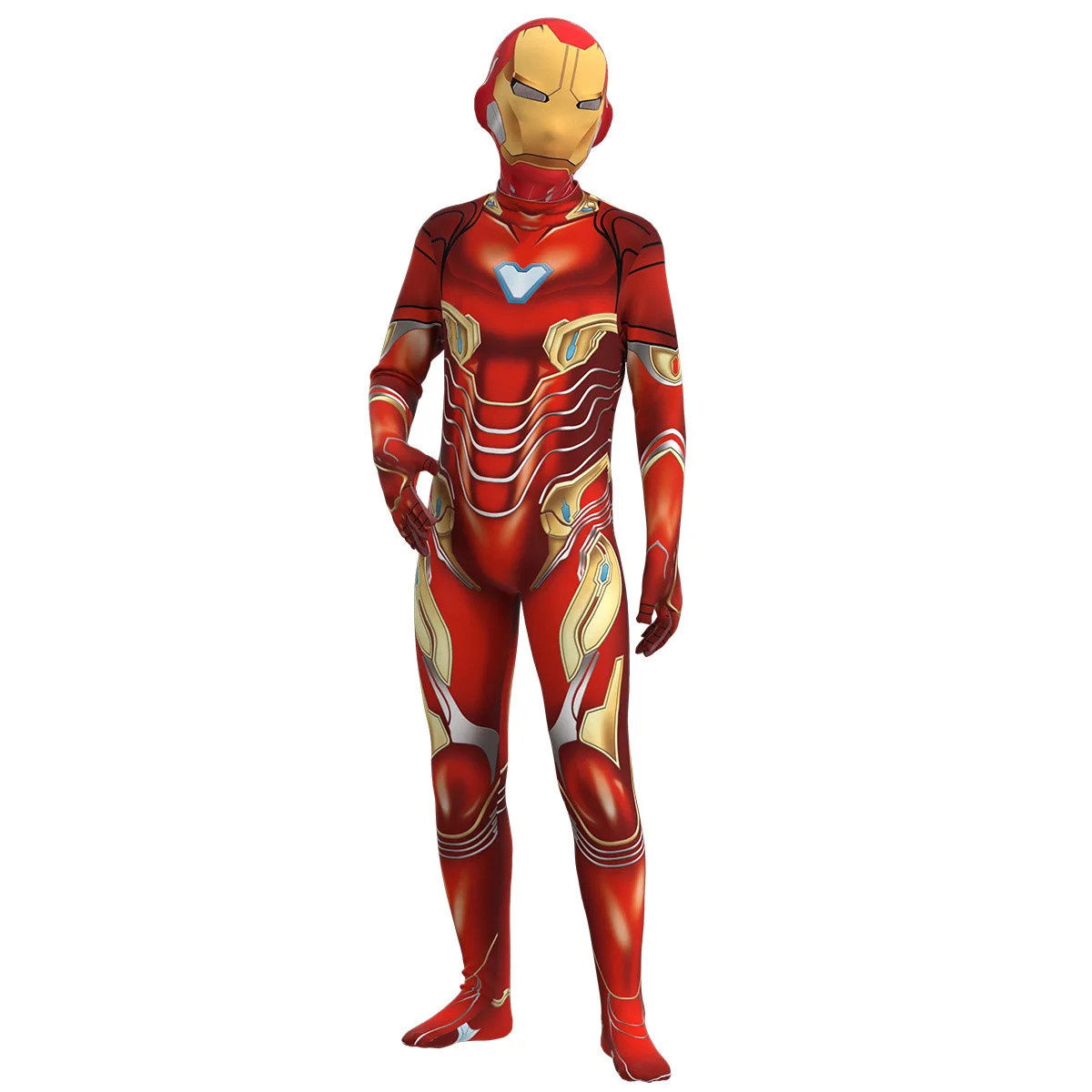 Adult Kids Iron Man Jumpsuit Cosplay Costume Superhero Iron-man Bodysuit Halloween Carnival Party Stage Show Clothes