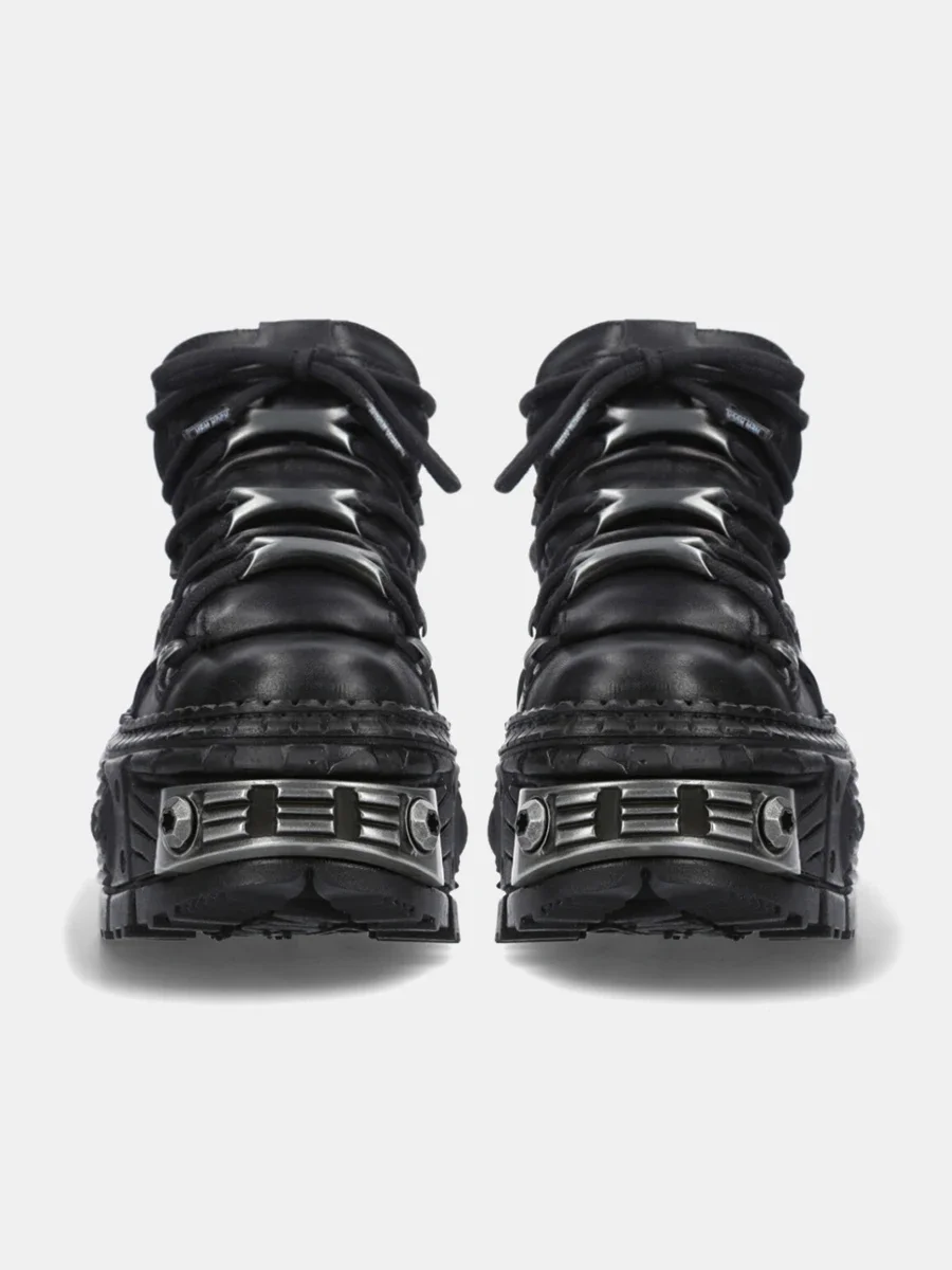 2026 New Fashion Retro Tank-Soled Shoes Metal High-Top Shoes Thick-Soled Real Leather Shoes Punk Platform Style Shoes Women/men