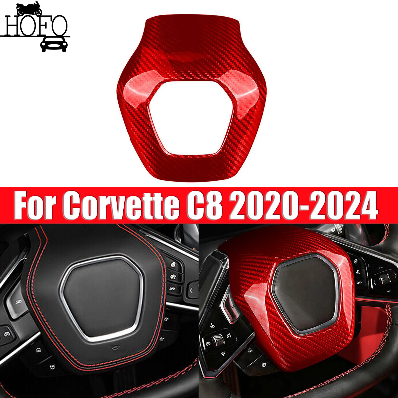 

Real Carbon Fiber Steering Wheel Frame Cover For Corvette C8 Z51 Z06 2020-2024