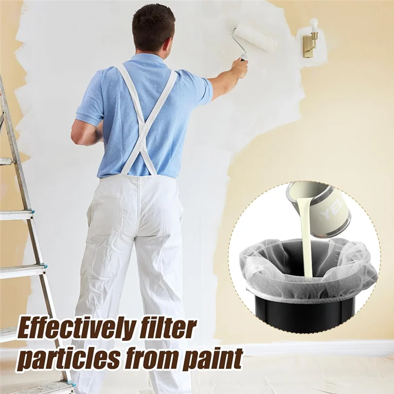 

B03C-6Pcs Paint Filter Bag, White Bucket Strainer Plastic Putty Knife Elastic Top Opening Paint For Paint Gardening