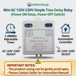 Mini AC 120V 220V Simple Time Delay Relay Power ON Delay OFF Switch 1-480Min Adjustable Timer Home Automation Controller