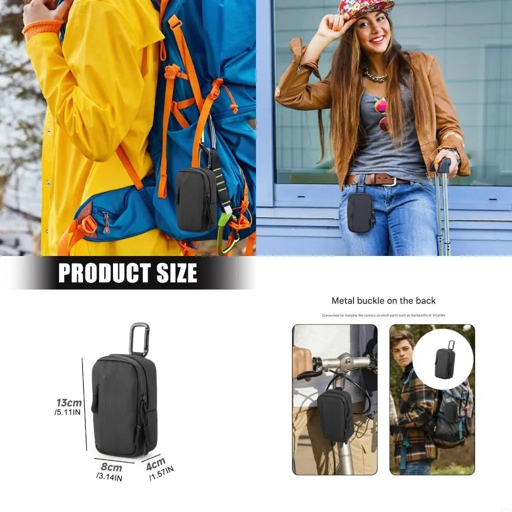 J78A Compactly Camera Holder Case for TG7/TG6/TG5/TG4, Textured Nylon Zip Bag for Cycling and Day Trip Tidy Organization