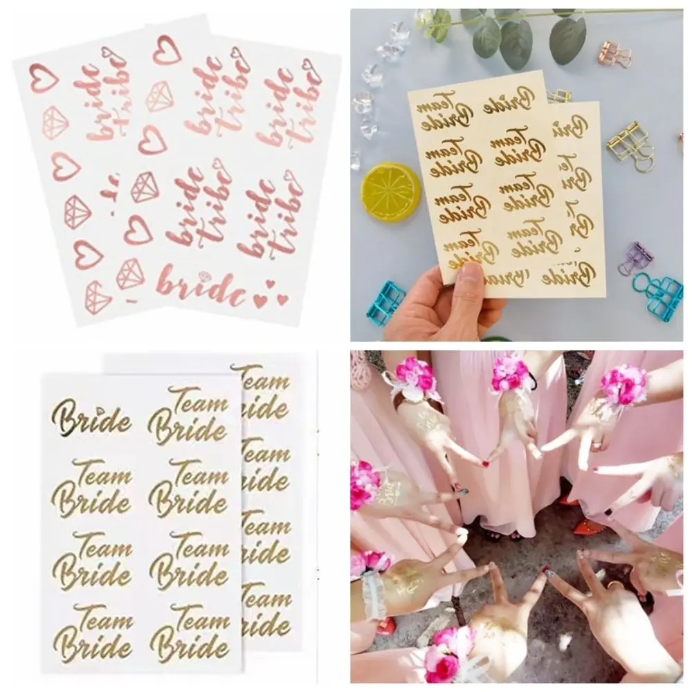 Golden Party Tattoo Stickers Temporary Waterproof Hot Stamping Sticker Creative Exquisite Wedding Bride Stickers