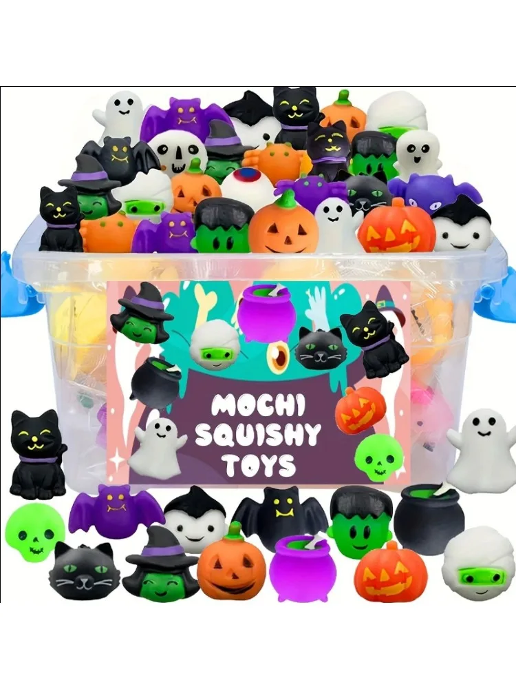 20 Stück Halloween-Party-Geschenke, Halloween-Süßigkeitenbeutel, Kawaii Squishies, Mochi Squishy Spielzeug, Geburtstagsgeschenke, Niedliche Cartoon-Quetschfiguren