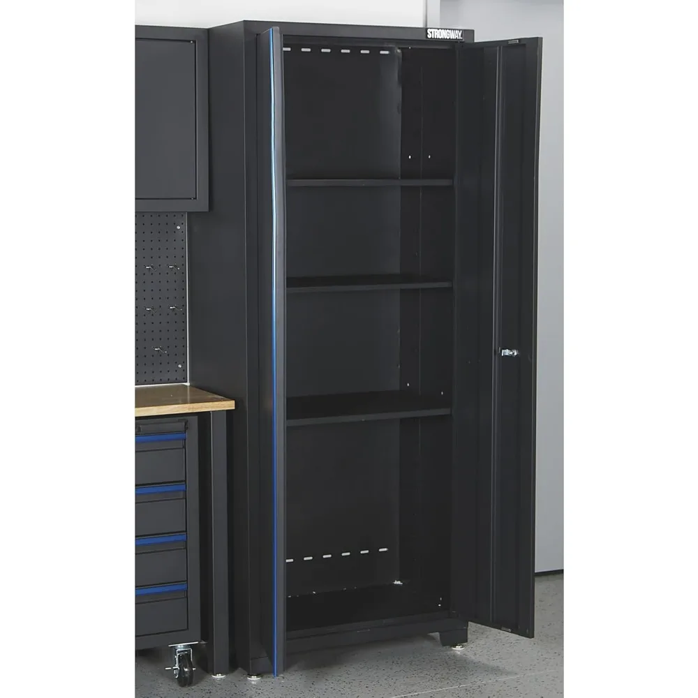 Steel Garage Storage System with Drawers, Pegboard, Shelves, Tabletop, 2 Rolling Cabinets