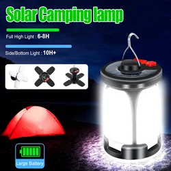 Multifunctional Solar LED Camping Lamp Rechargeable Emergency Power Bank Foldable 6 Light Modes Lantern for Camping Fishing