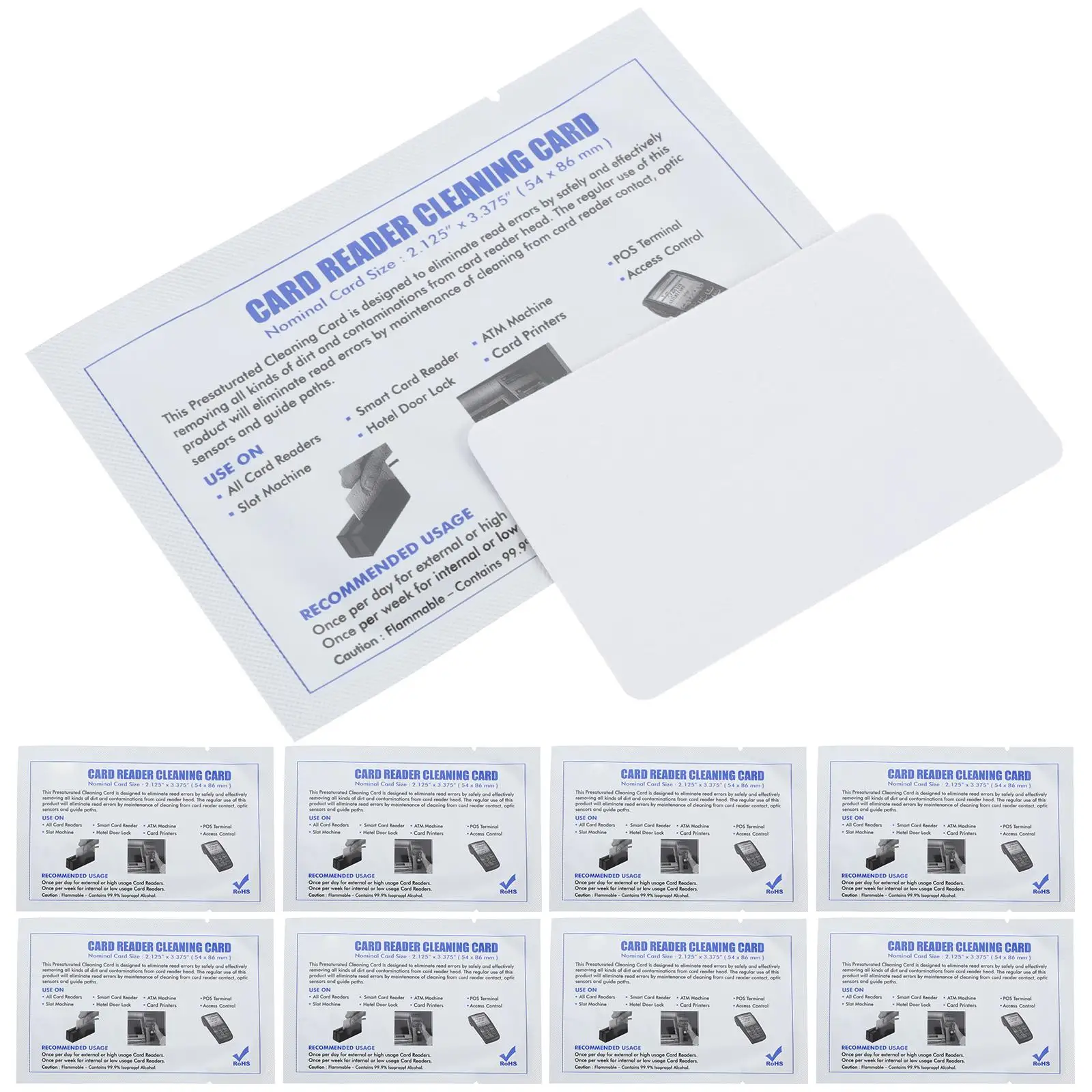 

10 Pcs Reusable Credit Machine Cleaner for Pos Terminal ATM Card Reader Reusable Card Reader Cleaning Cards Dust Removal