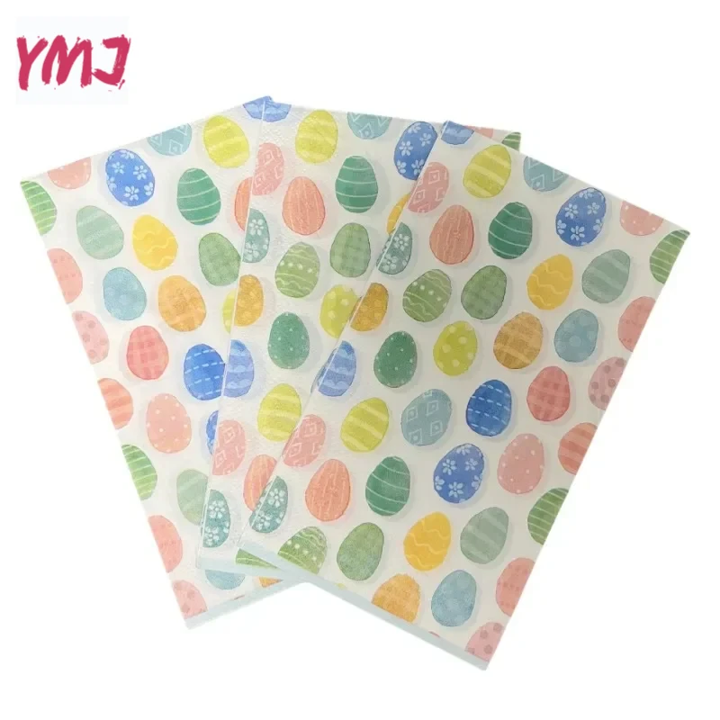 Steak Paper Napkins Easter Party Colorful Eggs Printing Napkins Wholesale Specials Butterfly Bone Bart Paper 3-Ply 20pcs 33*40cm