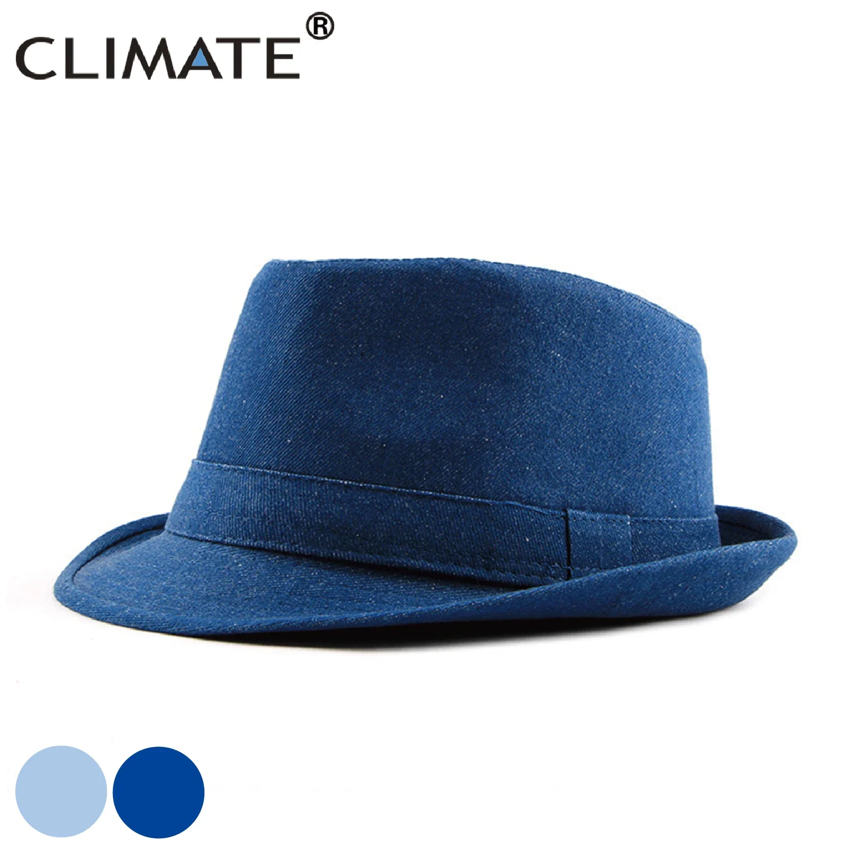 CLIMATE Jeans Denim Fedora Jazz Hat Men Jeans Wear Hats for Man Solid Warm Fedoras Cap Cool Denim Cap Hat Fedora for Men Hat