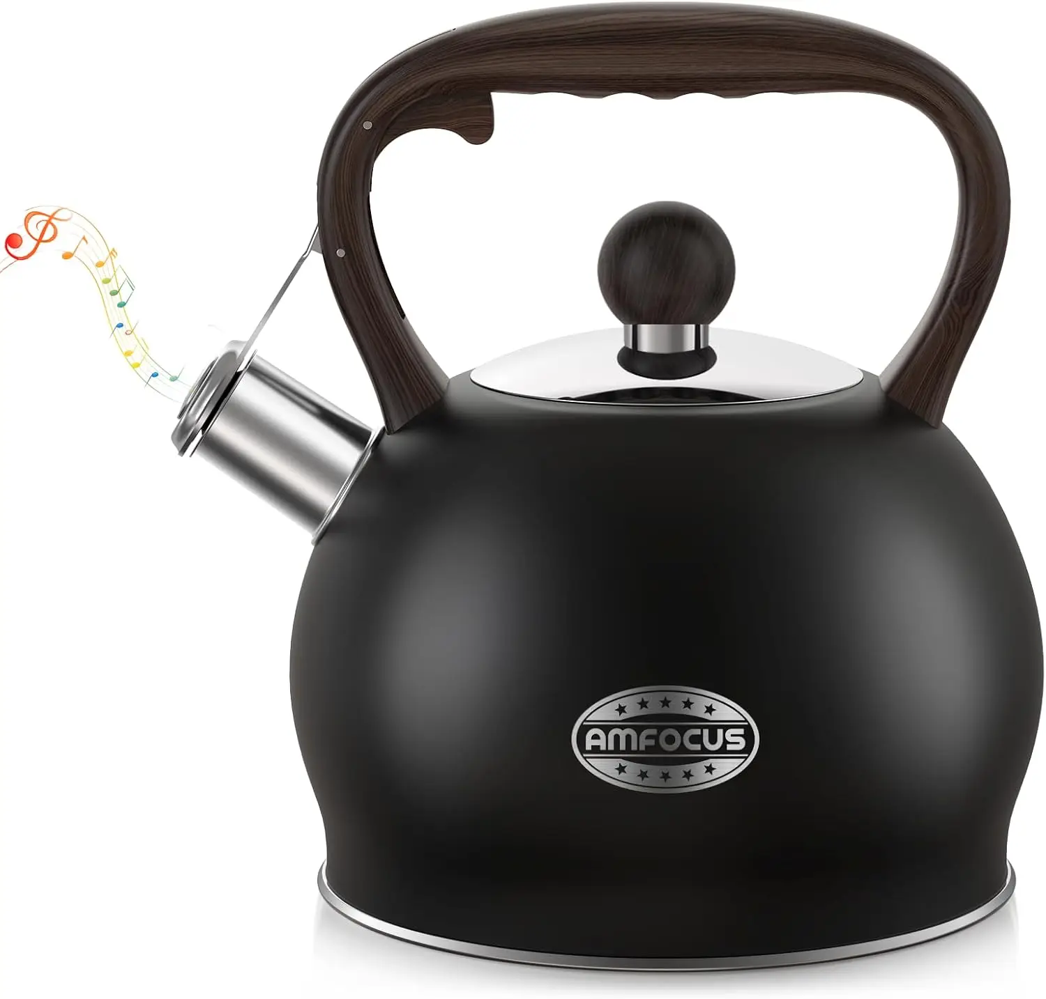

Tea Kettle Whistling Teapot for Stovetop : 2.64 Quart Food Grade Stainless Steel Tea Pot with Ergonomic Handle, Loud Whistle Cam