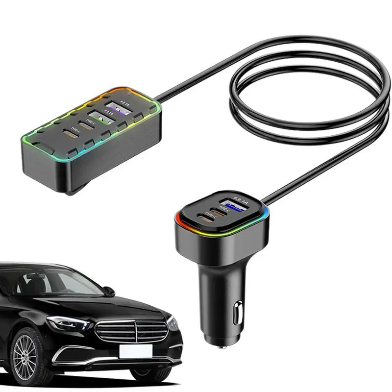 محول شاحن متعدد المنافذ للسيارة ، USB من النوع C ، مقبس شحن سريع ، متعدد الأغراض ، LED ، شاحن هاتف مقاوم للحريق