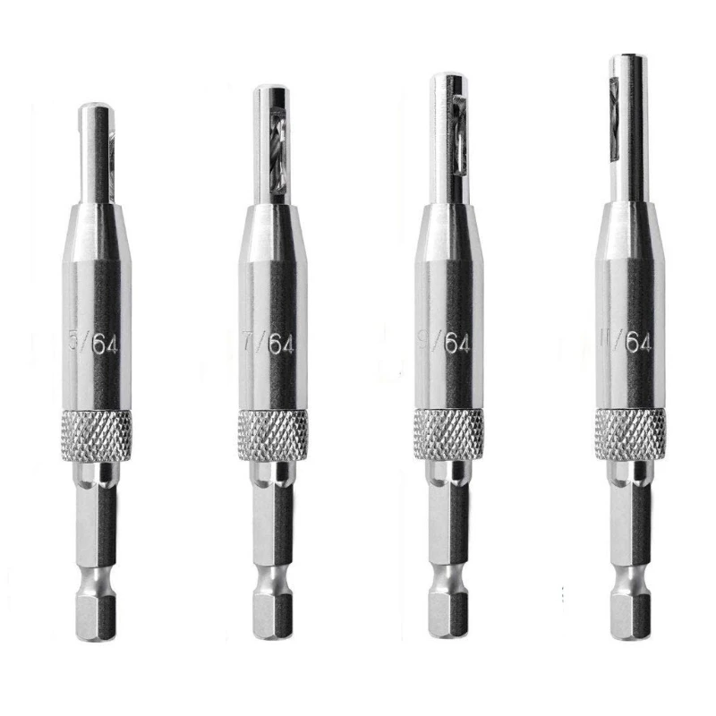 652F Durable Centering Drill Bit with for Key Hinge Set Tools 5/64 Inch 7/64 Inch 9/64 Inch 11/64 Inch for Woodworki