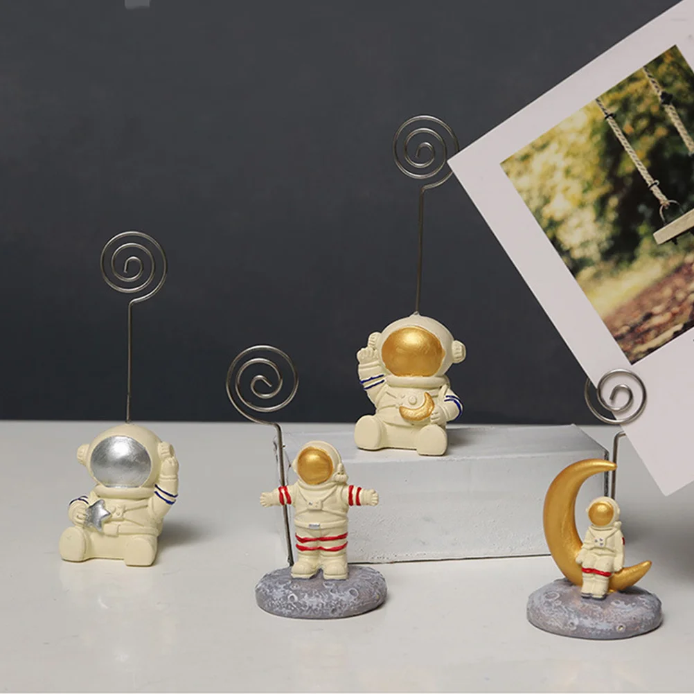 بطاقة اسم رائد الفضاء الذهبي المعادن مذكرة كليب صور حامل قصاصة للملاحظات صور عرض سطح المكتب حامل إمدادات المكتب الإبداعي #4