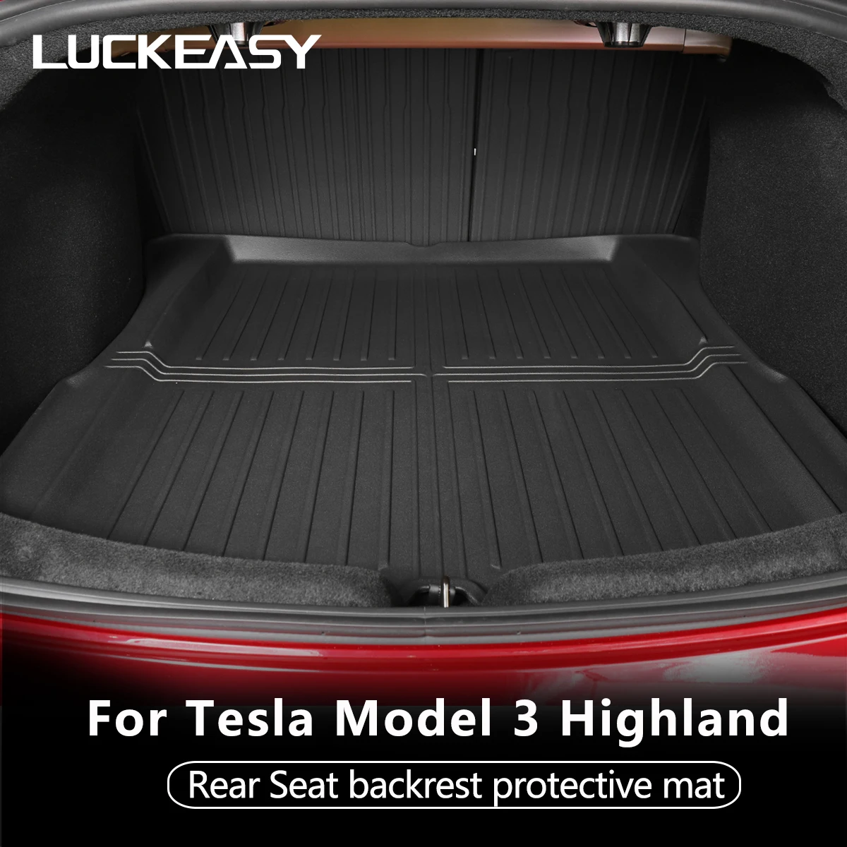 

LUCKEASY For Tesla Model 3 Highland 2024 Rear Seat Backrest Protective Pad Trunk Mat Cargo Liner Anti-Kick Pad Car Accessories