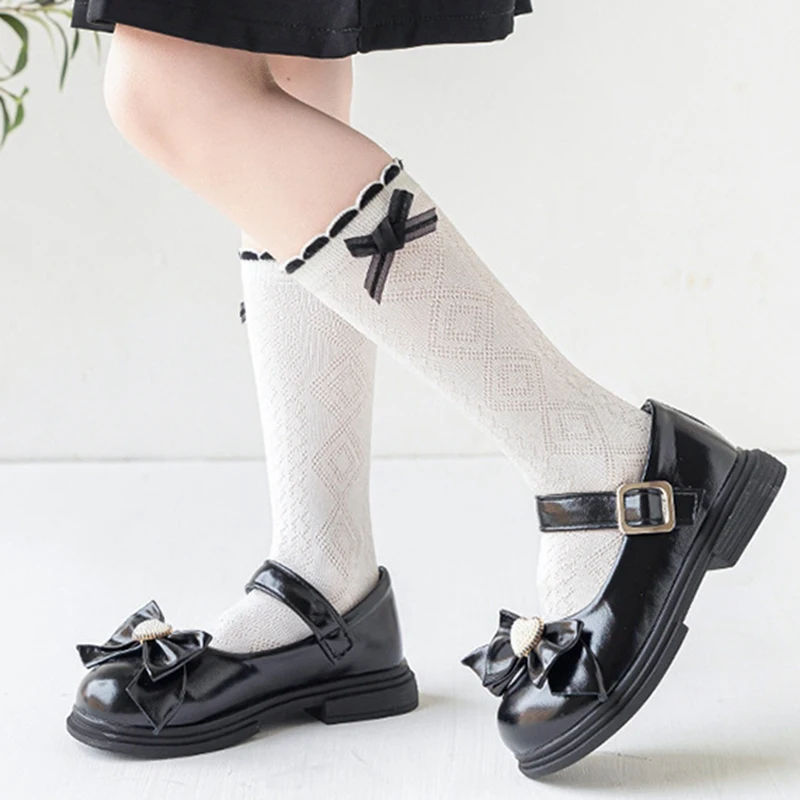 

Baby Girls Knee High Socks Baby Girls Bow Stockings Cotton Uniform Stockings Dress Socks