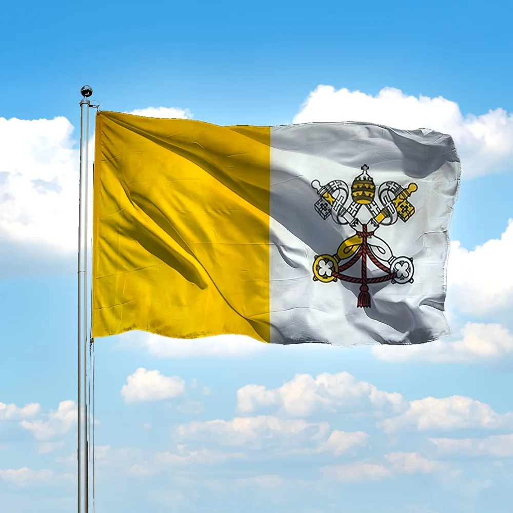 

1pc Vatican Polyester Flag - Christianity Cross Church - Yellow White - 90x150cm Hanging Vatican City Flag National Flag Decor