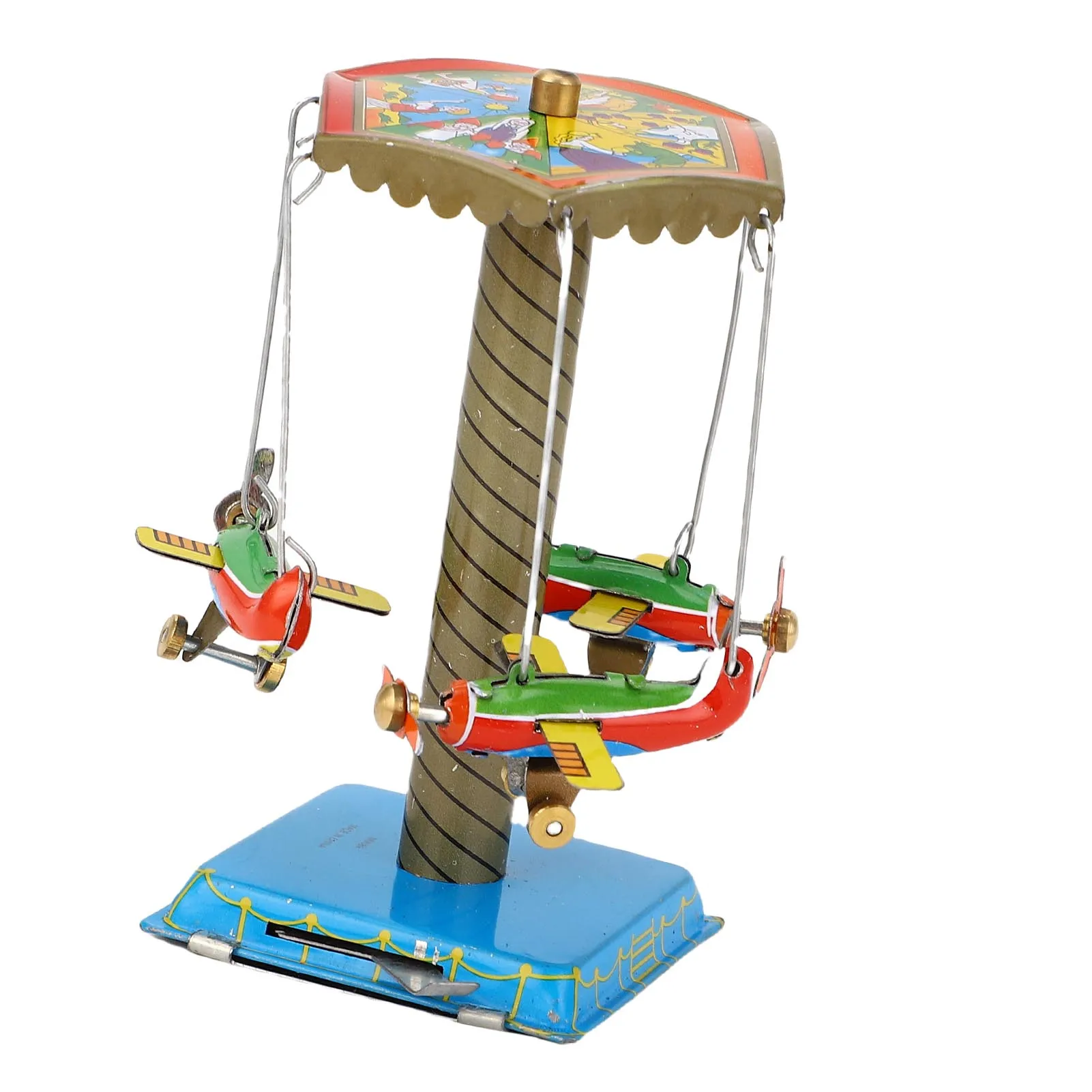 Collectible Tin  Airplane Carousel MM089 Retro Nostalgic Clockwork Spring Rotating Plane Figurine Aircraft Tin Plane Carousel view 6