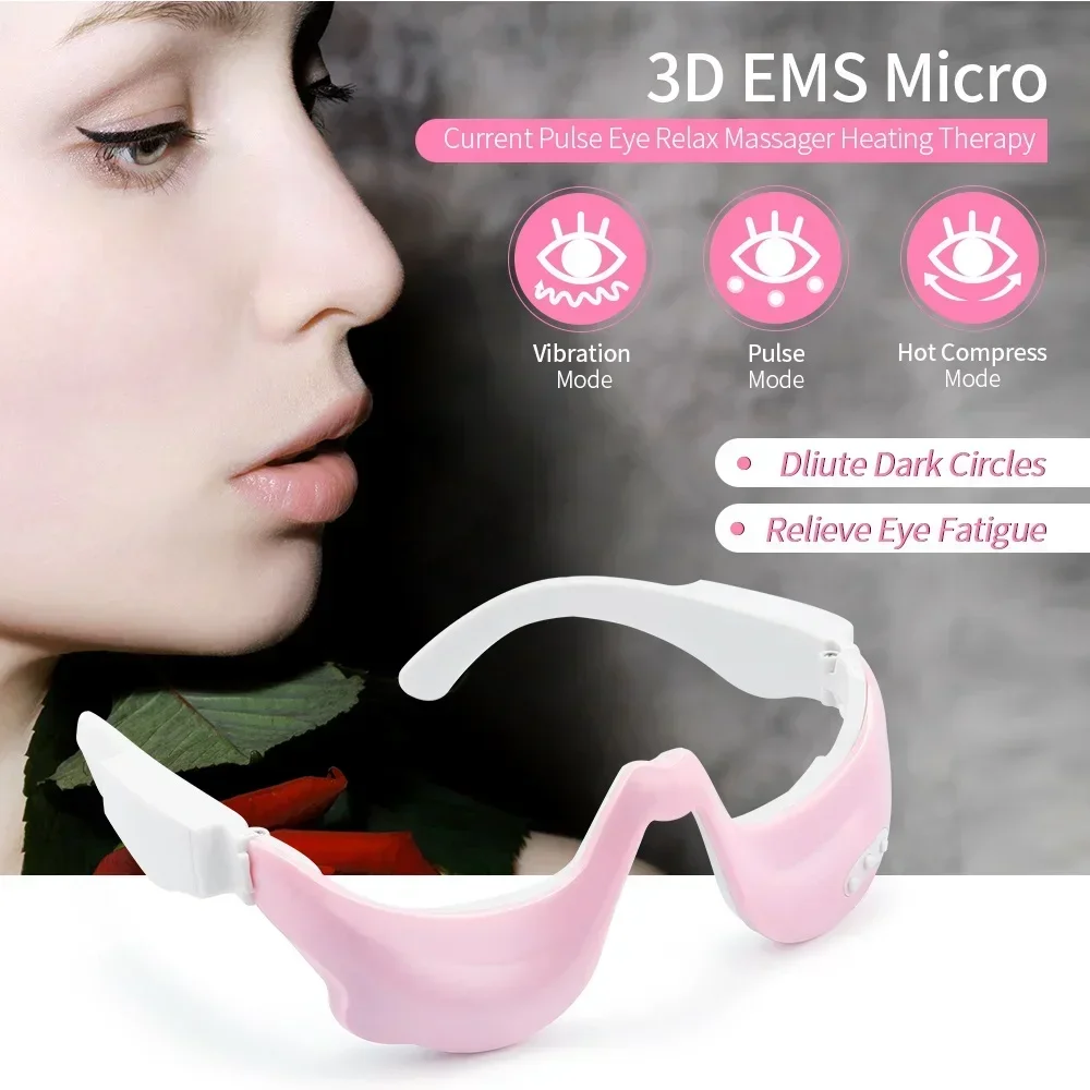 3D EMS Eye Massager Eyes Relaxation Vibration Heating Massage Tool Eye Bags and Dark Circles Remover