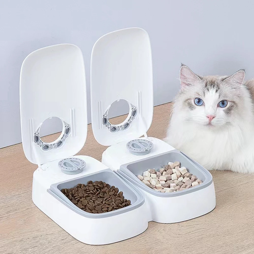 Pet Automatic Timing Feeder Large Capacity Dog Dry&Wet Food Container Electric Dog Double Dish Bowl For Cats Dogs